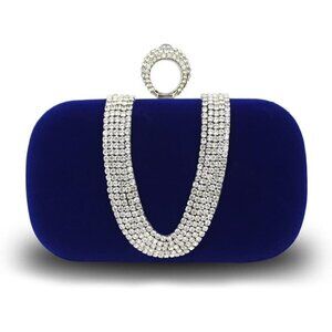 ❤️Women Velvet Evening Bag Sparkly Rhinestone Clutch Charming Glittering Handbag